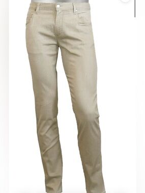 Alberto Beige Straight-Leg Pants - PIPE TENCEL LIGHT WEIGHT DENIM TAN
